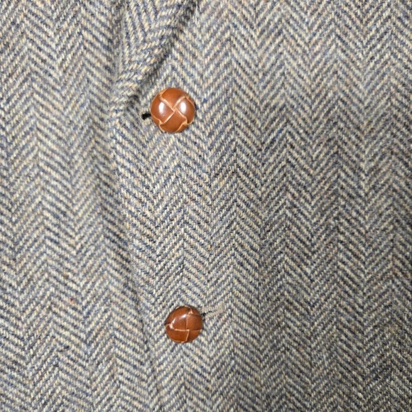 Vtg Mens 100% Wool Herringbone Elbow Patches Sport Coat Blazer 46R Preppy - Picture 4 of 10